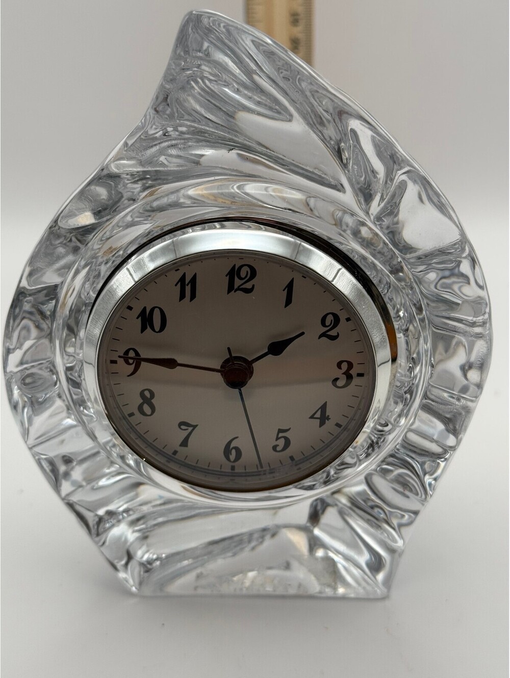 Daum France Crystal Art Glass Desk Clock Signed New Quartz Clock Insert Working